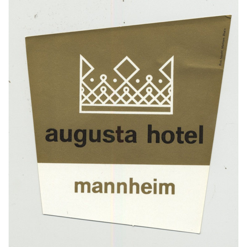 Augusta Hotel - Mannheim / Germany (Vintage Luggage Label)