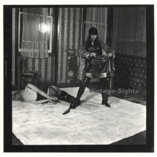 Mistress & Blonde Maid In Bondage*1 / Catfight - BDSM (Vintage Contact Sheet Photo 1970s)