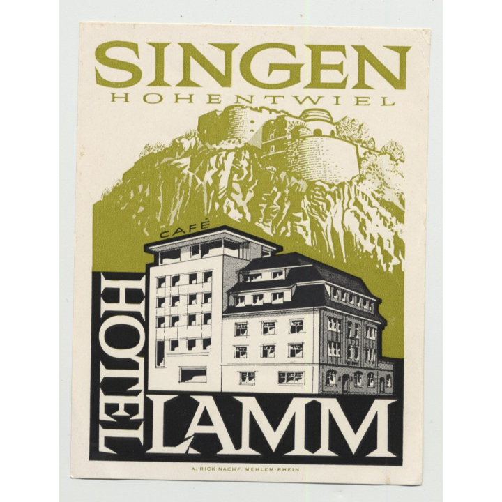Hotel Lamm - Singen (Hohentwiel) / Germany (Vintage Luggage Label)