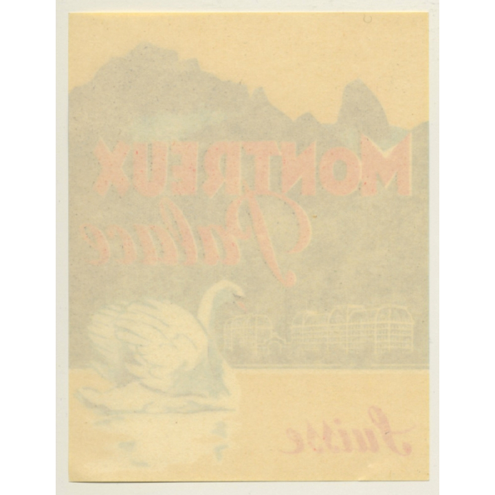 Switzerland: Montreux Palace Suisse (Vintage Hotel Luggage Label ~1930s/1940s)