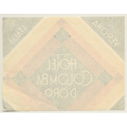 Verona / Italy: Hotel Colomba D'Oro (Vintage Luggage Label ~1930s/1940s)
