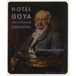 Zaragoza / Spain: Hotel Goya*2 (Vintage Luggage Label)