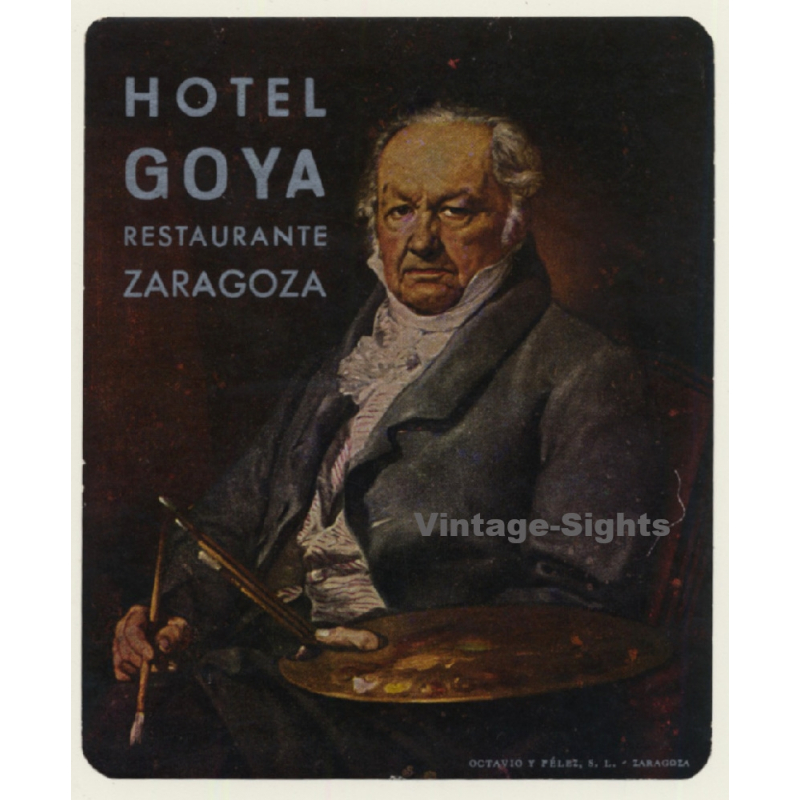 Zaragoza / Spain: Hotel Goya*2 (Vintage Luggage Label)