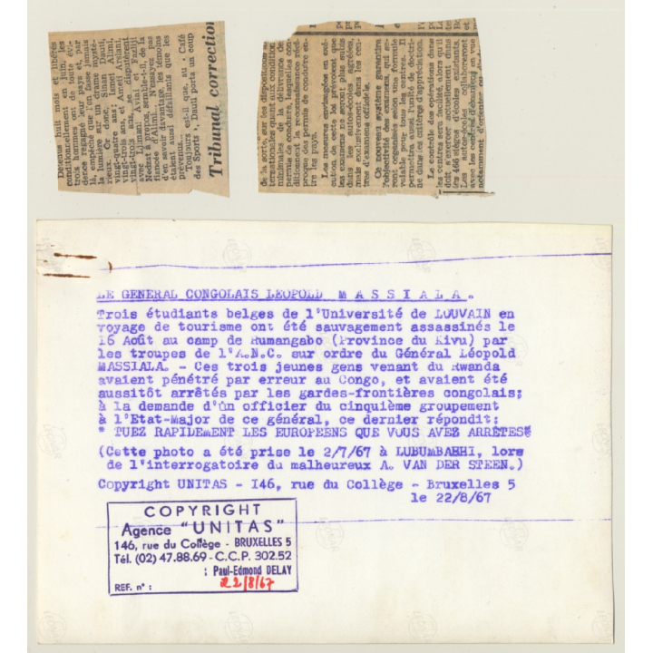 Congolese General Leopold Massiala / Military Tribunal (Vintage Press Photo 1967)