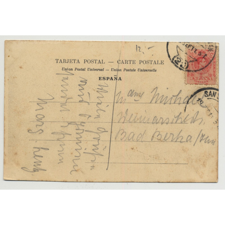 20001 San Sebastian - El Bario De Gros / Spain (Vintage PC 1911 Lithograph)