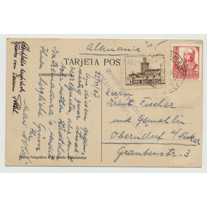 06200 Almendralejo - Calle Real / Spain (Vintage PC 1937)