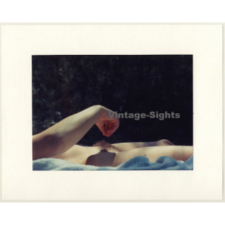 R.Folco: Close-up Of Female Sunbathing / Artistic Nude (Vintage Photo France 1980s)