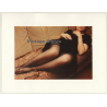 R.Folco: Dressed Woman On Couch Shows Nylons (Vintage Photo France 1980s)