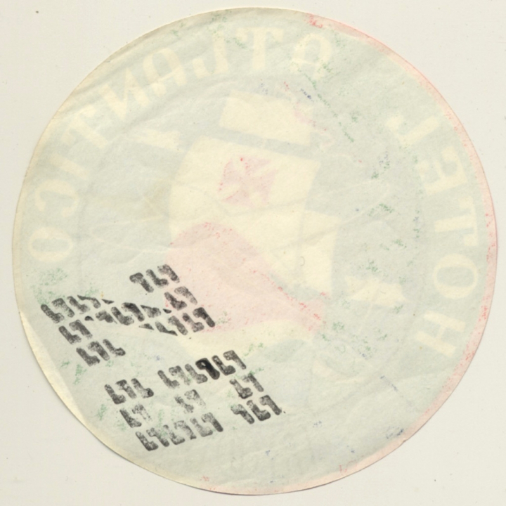 Rome / Italy: Hotel Atlantico Roma / Sailing Ship (Vintage Luggage Label 1940s/1950s)