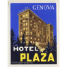 Genova / Italy: Hotel Plaza (Vintage Luggage Label ~1950s)