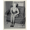 Irving Klaw: Happy Shorthaired Blonde In Black Lingerie AUTUMN-53 / Pin-Up - BDSM (Vintage Photo USA)