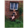 Slim Brunette Semi Nude Flashing Butt Outdoors (Vintage Photo Germany ~1990s)
