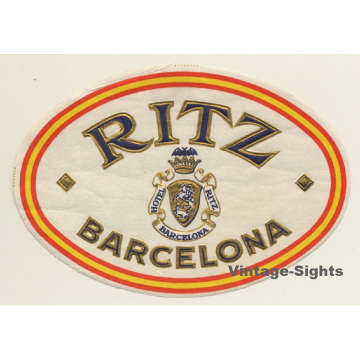 Barcelona / Spain: Hotel Ritz (Vintage Luggage Label ~1940s)