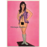 Busty Darkhaired Nude In Negligee / Pin-Up - Risqué (Vintage PC 1960s/1970s)