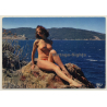 Natural Topless Female On Rocks / Pin-Up - Risqué (Vintage PC 1960s)