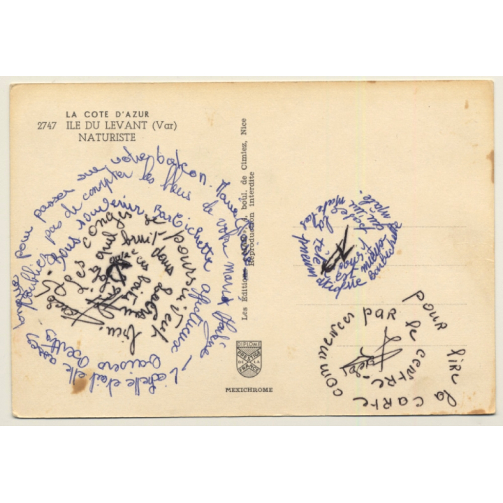 Natural Topless Female On Rocks / Pin-Up - Risqué (Vintage PC 1960s)