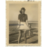 Brunette Beauty In Short Culottes / Sea Shore - Fashion (Vintage Photo ~1930s/1940s)