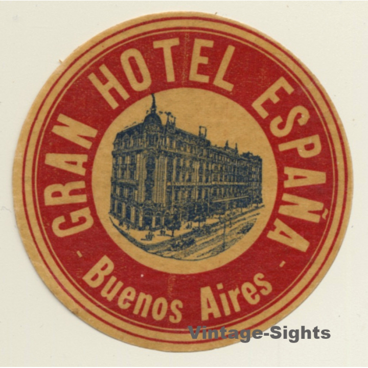 Buenos Aires / Argentina: Gran Hotel España (Vintage Luggage Label)