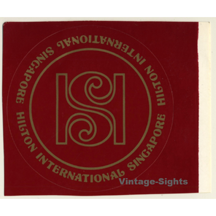 Singapore: Hilton International Hotel (Vintage Self Adhesive Luggage Label / Sticker)