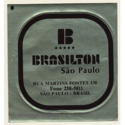 São Paulo / Brazil: Brasilton Hotel (Vintage Self Adhesive Luggage Label / Sticker)