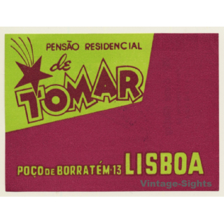 Lisbon / Portugal: Pensão Residencial De Tomar - Lisboa (Vintage Luggage Label)