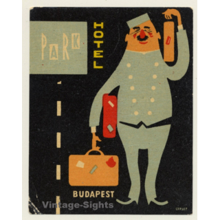 Budapest / Hungary: Park Hotel - Porter (Vintage Luggage Label)