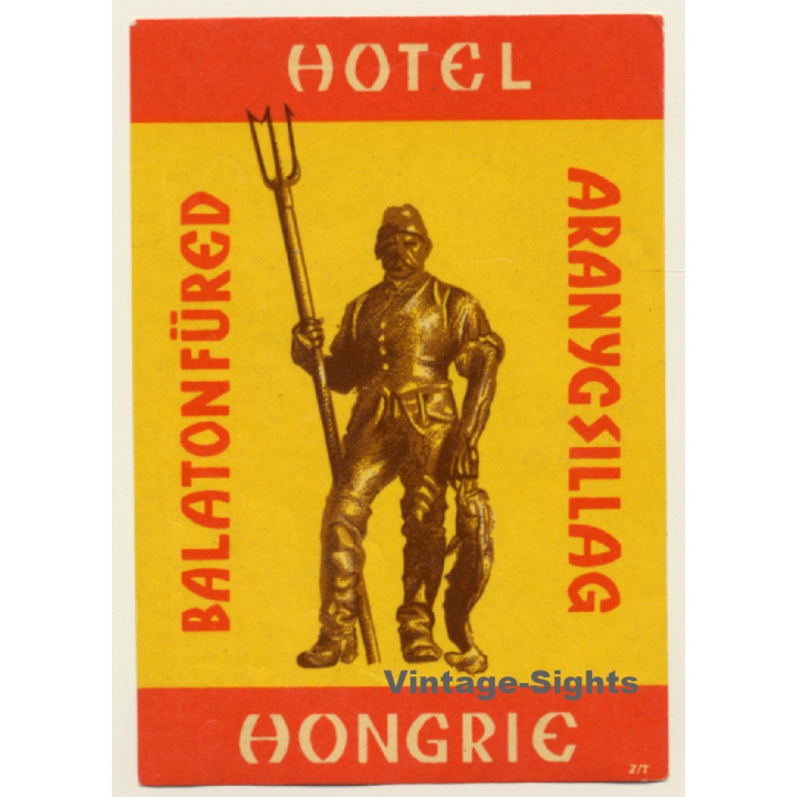 Aranygsillag - Balatonfüred / Hungary: Hotel Hongrie (Vintage Luggage Label)
