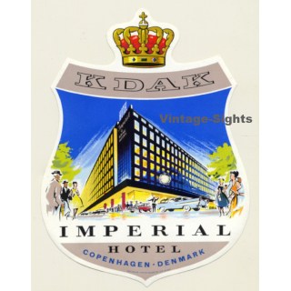 Copenhagen / Denmark: Imperial Hotel - Crown (Vintage Luggage Label ~1960s)
