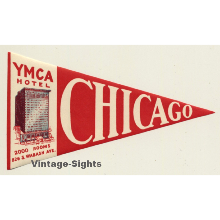 Chicago / USA: YMCA Hotel (Vintage Luggage Label ~1940s/1950s)
