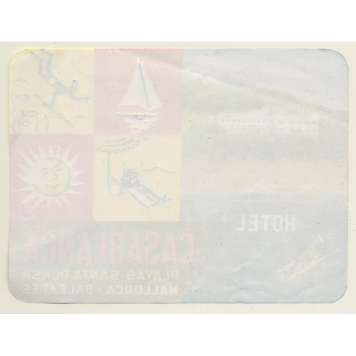 Santa Ponsa - Mallorca / Spain: Hotel Casablanca (Vintage Luggage Label ~1950s/1960s)
