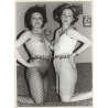2 Semi Nudes Kneeling On Couch / Hairy Armpits  (Vintage Photo GDR ~1970s/1980s)