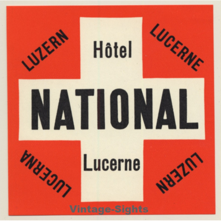 Lucerne / Switzerland: Hotel National Luzern (Vintage Luggage Label)