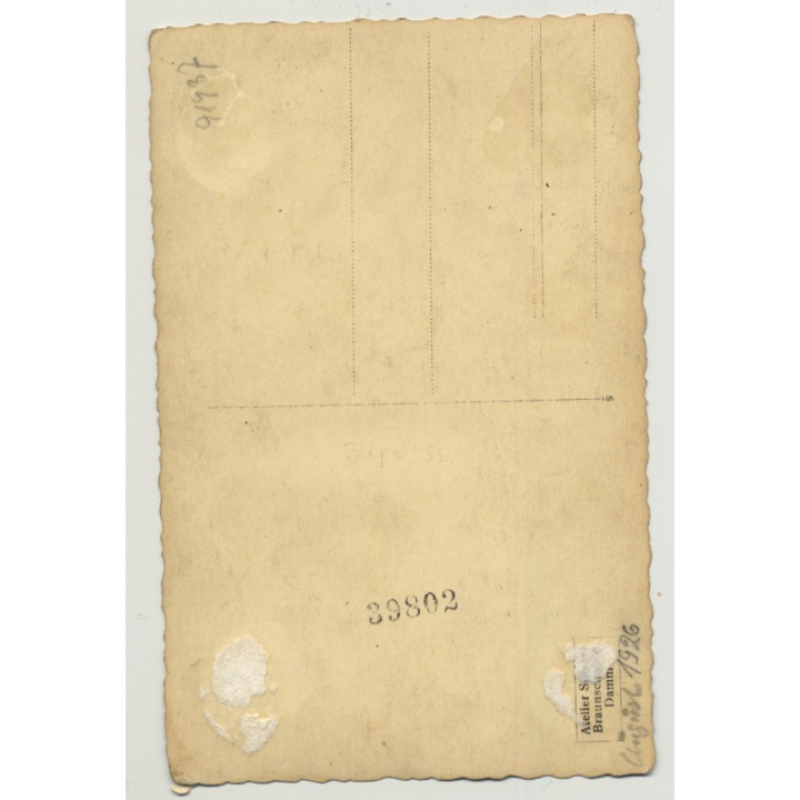 Girl Poses With Teddy Bear (Vintage Photo PC 1926)