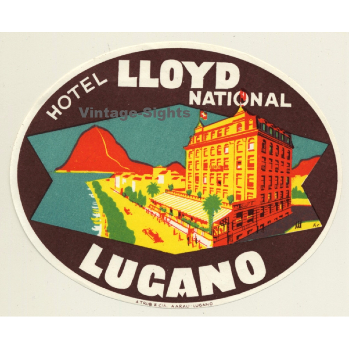 Lugano / Switzerland: Hotel Lloyd National  (Vintage Luggage Label ~1930s/1940s)
