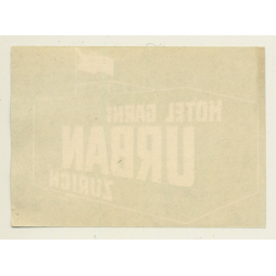 Zürich / Switzerland: Hotel Garni Urban - Zurich (Vintage Luggage Label)