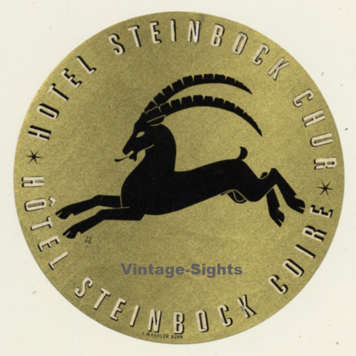 Chur / Switzerland: Hotel Steinbock - Coire (Vintage Luggage Label)