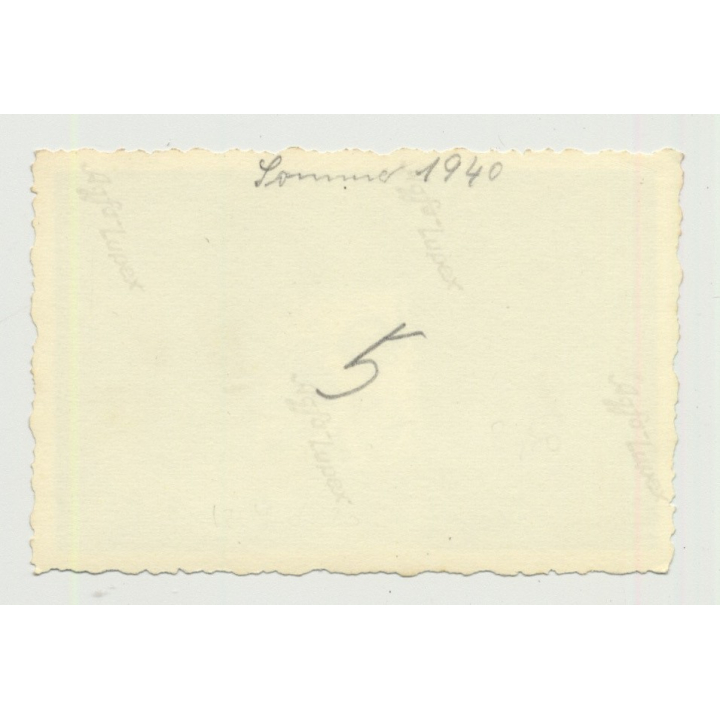 Woman In White Dress Admires Teddy Bear (Vintage Photo PC 1924)