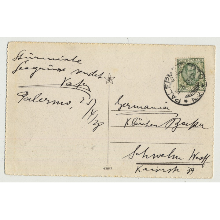 Palermo - Carretto Siciliano / Donkey With Cart (Vintage Photo PC B/W 1928)