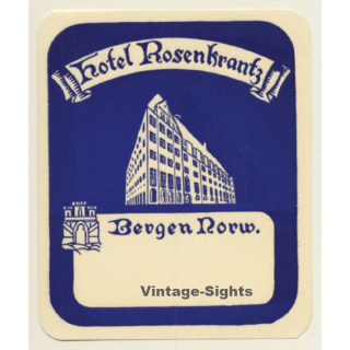 Bergen / Norway: Hotel Rosenkrantz (Vintage Luggage Label)