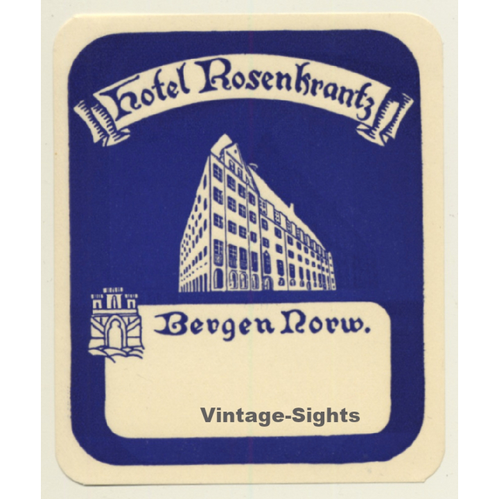 Bergen / Norway: Hotel Rosenkrantz (Vintage Luggage Label)