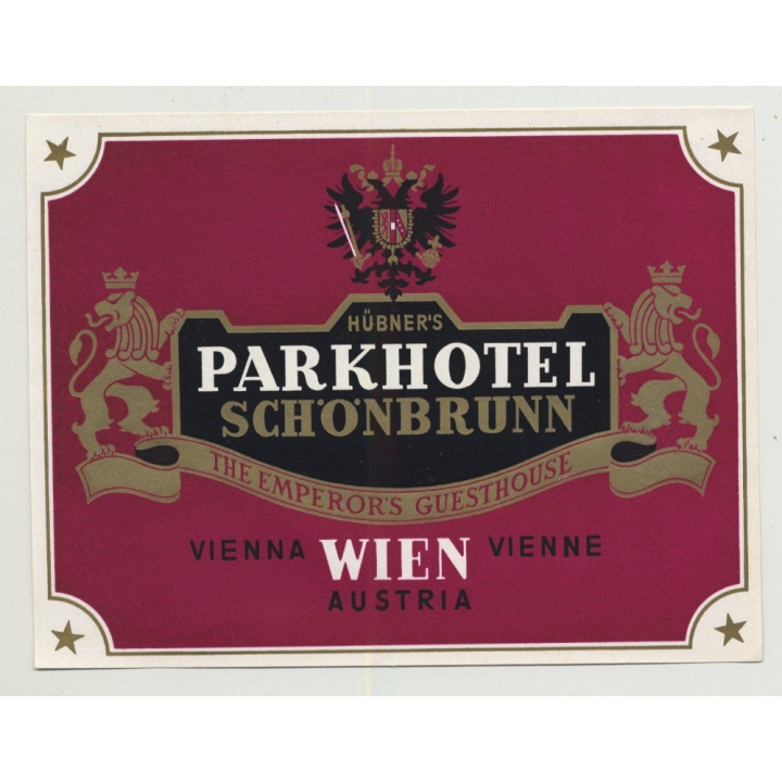 Hübner's Parkhotel Schönbrunn - Vienna / Austria (Vintage Luggage Label)