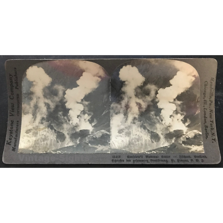 Keystone View Company 14416: Soufrière's Mammoth Crater (Vintage Stereo Photo ~1900/1920)