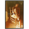 R.Folco: Nude Female Puts On Sandals / Sunbeams (Vintage Photo France 1980s)