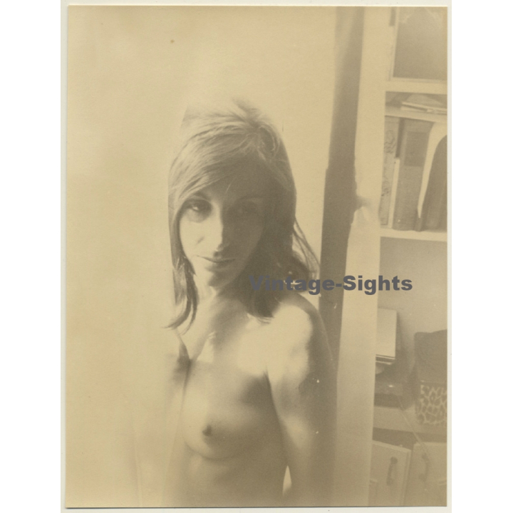 Jerri Bram (1942): Intense Take Of Slim Natural Nude Female (Vintage Photo ~1970s)