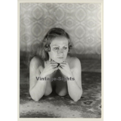 Great Take Of Pensive Nude Woman On Floor (Vintage Photo GDR ~1980s)