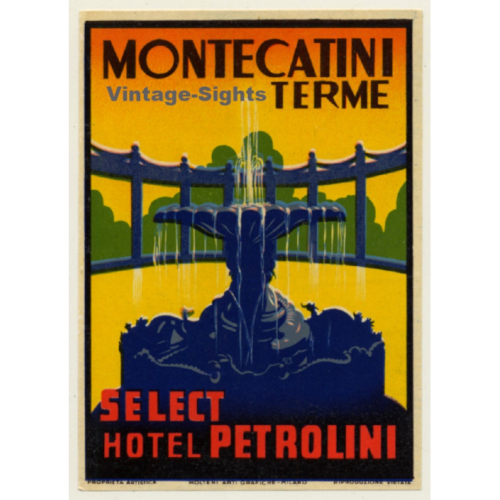 Montecatini Terme / Italy: Select Hotel Petrolini (Vintage Luggage Label ~1930s/1940s)