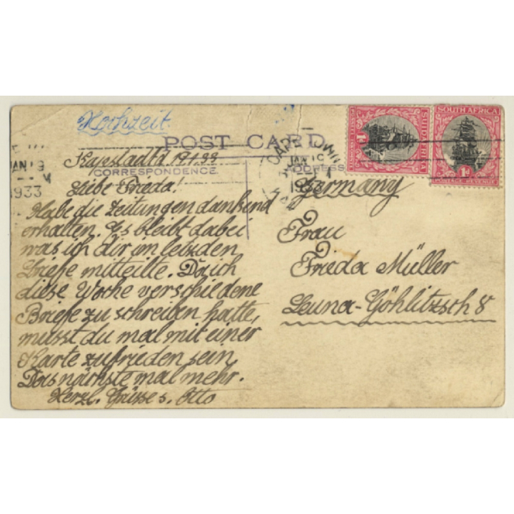 Africa: Native Topless Bride In Ceremonial Dress / Tribal - Ethnic (Vintage RPPC 1933)