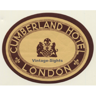 London / UK: Cumberland Hotel *2 (Vintage Luggage Label ~1930s/1940s)