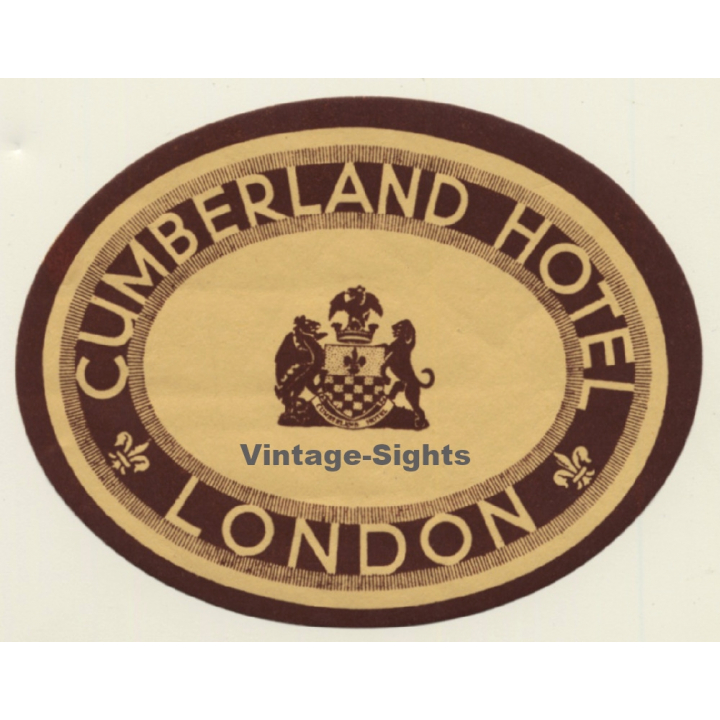 London / UK: Cumberland Hotel *2 (Vintage Luggage Label ~1930s/1940s)
