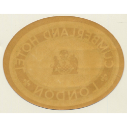 London / UK: Cumberland Hotel *2 (Vintage Luggage Label ~1930s/1940s)